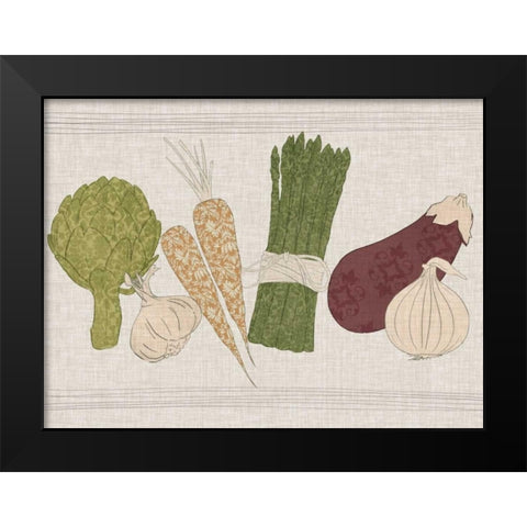 Contour Fruits and Veggies II Black Modern Wood Framed Art Print by Vision Studio