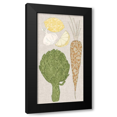 Contour Fruits and Veggies VI Black Modern Wood Framed Art Print with Double Matting by Vision Studio