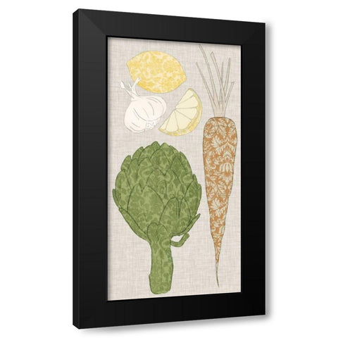 Contour Fruits and Veggies VI Black Modern Wood Framed Art Print by Vision Studio