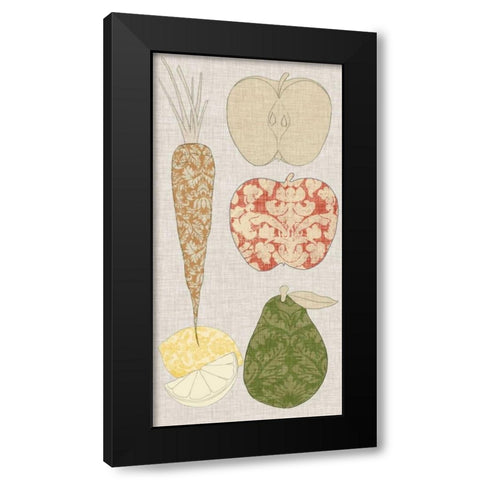 Contour Fruits and Veggies VII Black Modern Wood Framed Art Print by Vision Studio