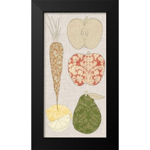 Contour Fruits and Veggies VII Black Modern Wood Framed Art Print by Vision Studio