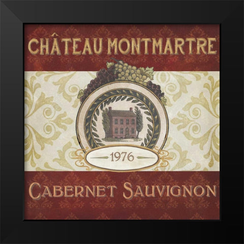 Burgundy Wine Labels II Black Modern Wood Framed Art Print by Vess, June Erica