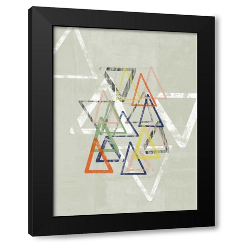 Stamped Triangles I Black Modern Wood Framed Art Print by Goldberger, Jennifer