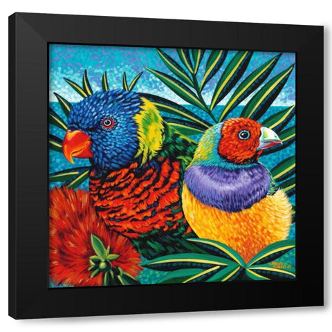 Birds in Paradise II Black Modern Wood Framed Art Print by Vitaletti, Carolee