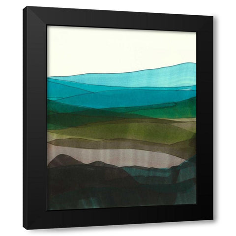 Blue Hills I Black Modern Wood Framed Art Print with Double Matting by Fuchs, Jodi