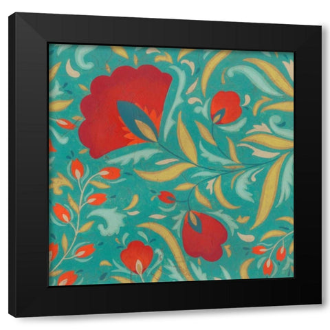 Vibrant Textile I Black Modern Wood Framed Art Print by Vess, June Erica