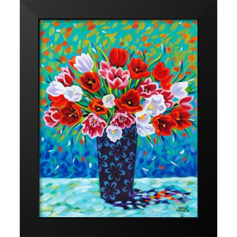 Bouquet Celebration I Black Modern Wood Framed Art Print by Vitaletti, Carolee