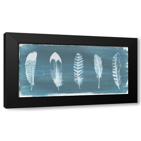 Feathers on Dusty Teal II Black Modern Wood Framed Art Print with Double Matting by Popp, Grace