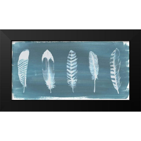Feathers on Dusty Teal II Black Modern Wood Framed Art Print by Popp, Grace
