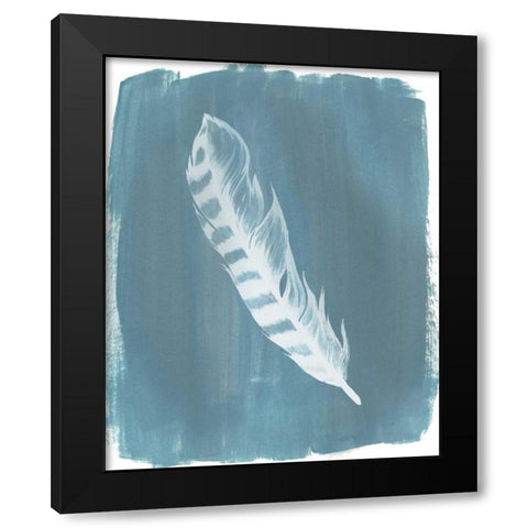 Feathers on Dusty Teal IV Black Modern Wood Framed Art Print by Popp, Grace