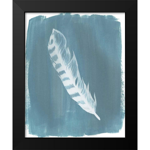 Feathers on Dusty Teal IV Black Modern Wood Framed Art Print by Popp, Grace