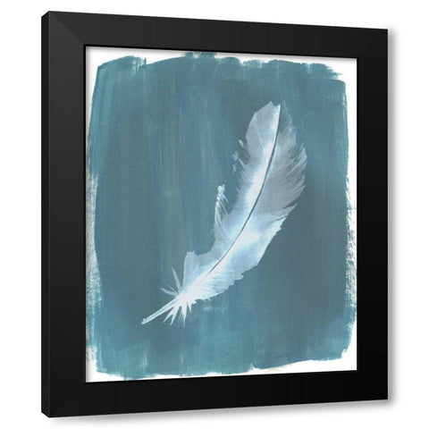 Feathers on Dusty Teal V Black Modern Wood Framed Art Print by Popp, Grace