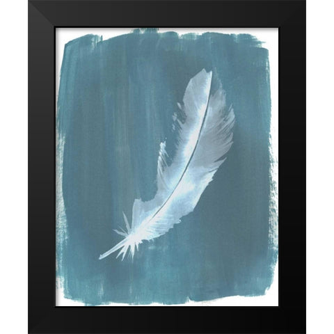 Feathers on Dusty Teal V Black Modern Wood Framed Art Print by Popp, Grace
