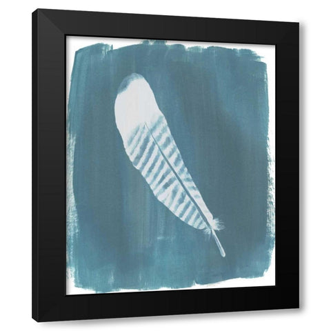 Feathers on Dusty Teal VI Black Modern Wood Framed Art Print by Popp, Grace