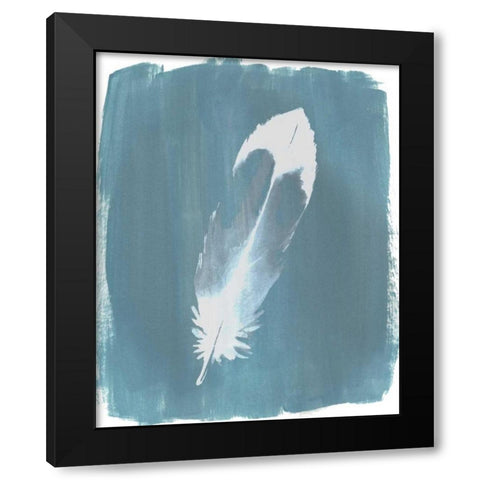 Feathers on Dusty Teal VII Black Modern Wood Framed Art Print with Double Matting by Popp, Grace