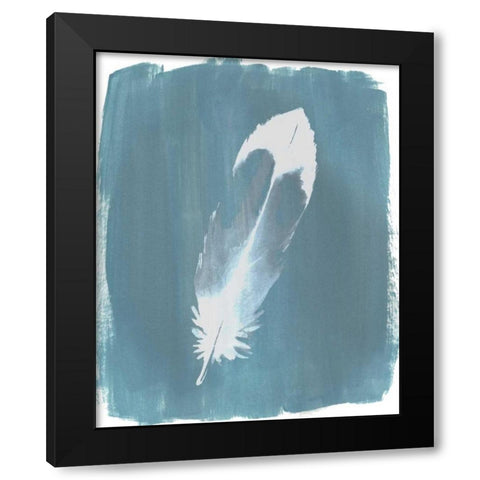Feathers on Dusty Teal VII Black Modern Wood Framed Art Print by Popp, Grace