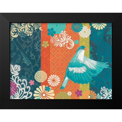 Floral Flight I Black Modern Wood Framed Art Print by Vess, June Erica