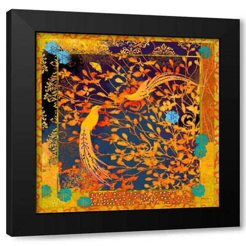 La Boheme Tapisserie I Black Modern Wood Framed Art Print with Double Matting by Evelia Designs