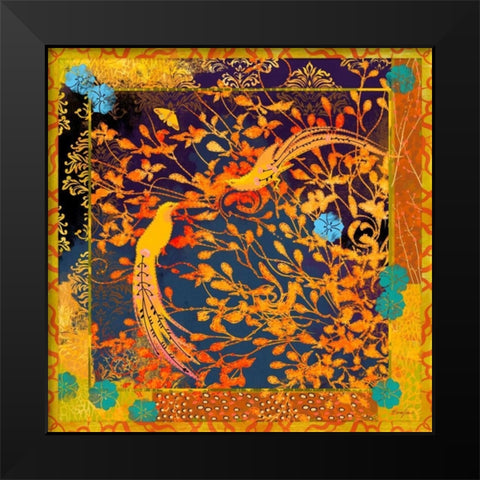 La Boheme Tapisserie I Black Modern Wood Framed Art Print by Evelia Designs