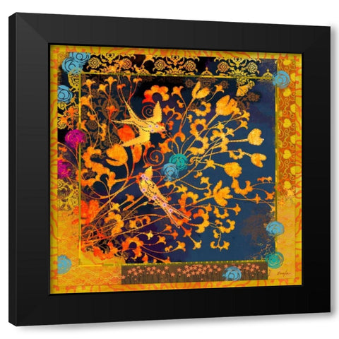 La Boheme Tapisserie II Black Modern Wood Framed Art Print with Double Matting by Evelia Designs