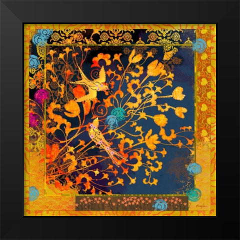 La Boheme Tapisserie II Black Modern Wood Framed Art Print by Evelia Designs