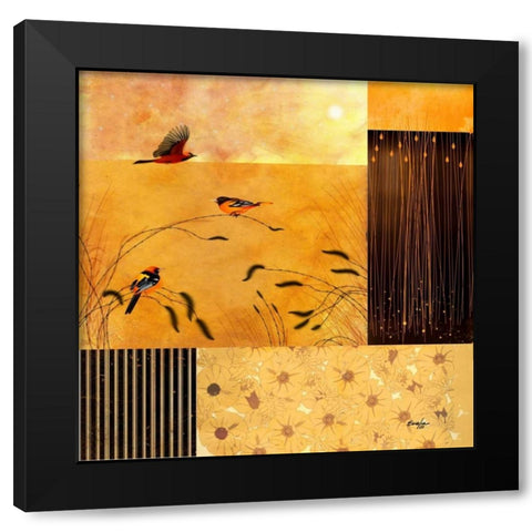 Hooded Orioles Black Modern Wood Framed Art Print by Evelia Designs