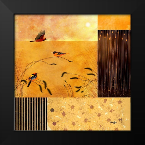 Hooded Orioles Black Modern Wood Framed Art Print by Evelia Designs