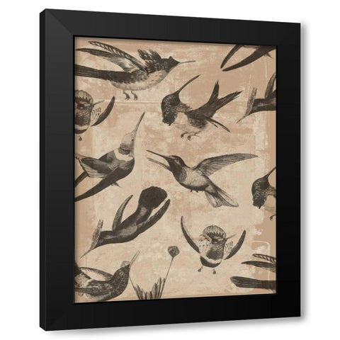 Bird Pattern I Black Modern Wood Framed Art Print with Double Matting by Goldberger, Jennifer