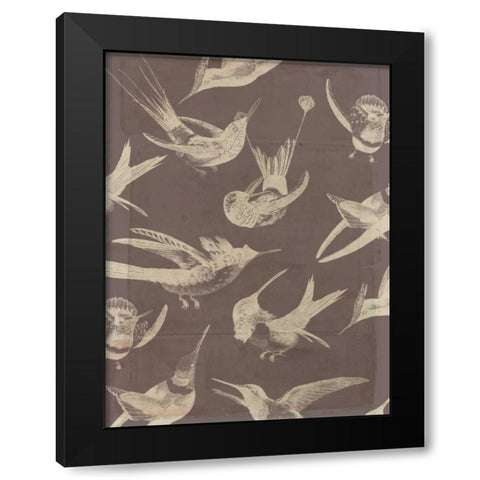 Bird Pattern IV Black Modern Wood Framed Art Print with Double Matting by Goldberger, Jennifer