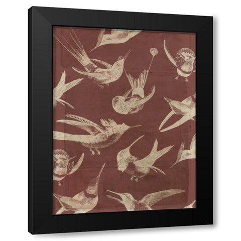 Bird Pattern VI Black Modern Wood Framed Art Print by Goldberger, Jennifer