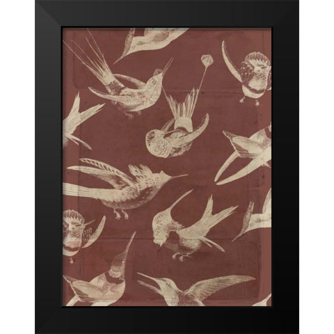 Bird Pattern VI Black Modern Wood Framed Art Print by Goldberger, Jennifer