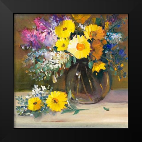 Floral Still Life II Black Modern Wood Framed Art Print by OToole, Tim