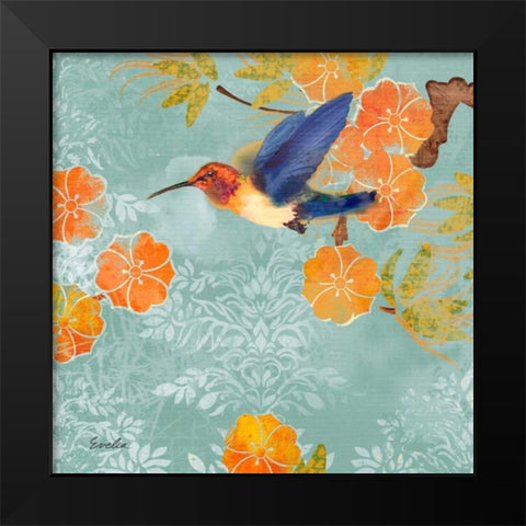 Blue Aurora I Black Modern Wood Framed Art Print by Evelia Designs