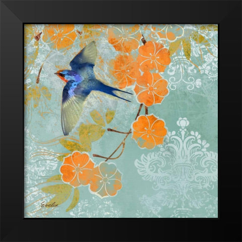 Blue Aurora II Black Modern Wood Framed Art Print by Evelia Designs