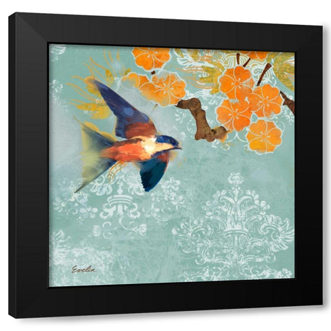 Blue Aurora III Black Modern Wood Framed Art Print by Evelia Designs