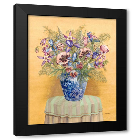 Bouquet in Asian Vase II Black Modern Wood Framed Art Print with Double Matting by Russell, Wendy