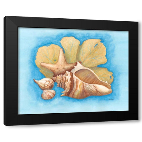 Seashells and Seafan II Black Modern Wood Framed Art Print by Russell, Wendy