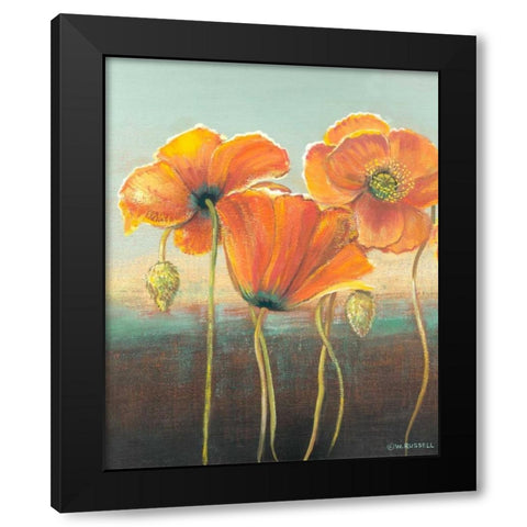 Poppy Tops I Black Modern Wood Framed Art Print by Russell, Wendy