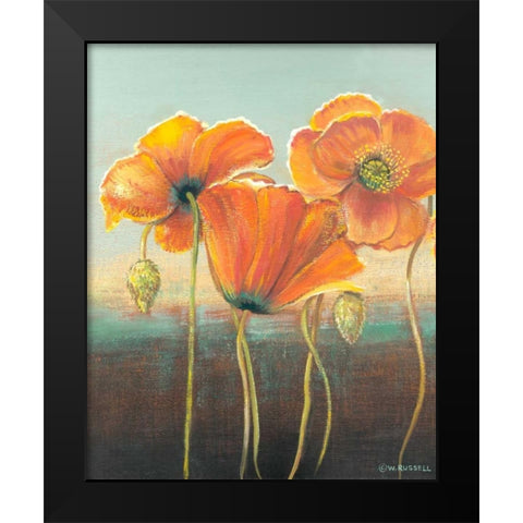 Poppy Tops I Black Modern Wood Framed Art Print by Russell, Wendy