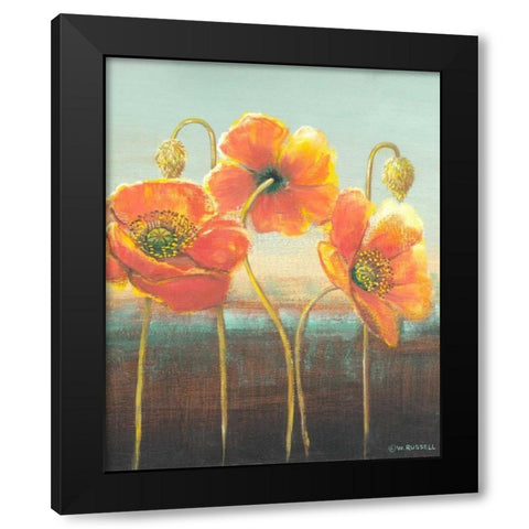 Poppy Tops II Black Modern Wood Framed Art Print by Russell, Wendy