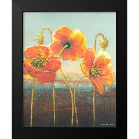 Poppy Tops II Black Modern Wood Framed Art Print by Russell, Wendy