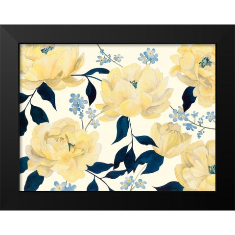 Fleurs Dor et Bleu I Black Modern Wood Framed Art Print by Popp, Grace