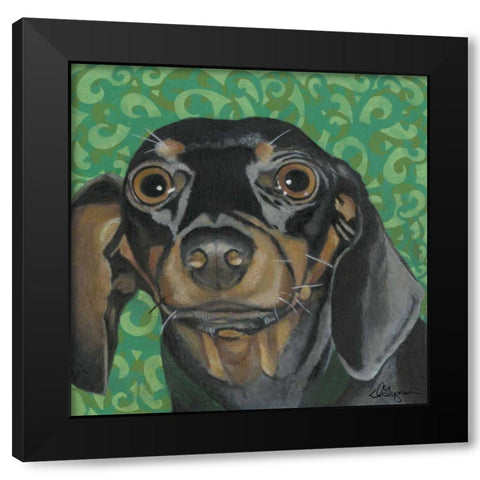 Dlynns Dogs - Keelie Black Modern Wood Framed Art Print with Double Matting by Roll, Dlynn