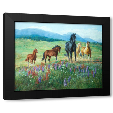 Wildflower Trail Black Modern Wood Framed Art Print by Goldrick, Claire