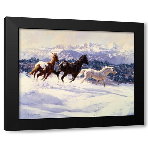 Winter Spirits Black Modern Wood Framed Art Print by Goldrick, Claire