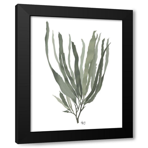 Seaweed 2 Blue Large Black Modern Wood Framed Art Print by Fab Funky