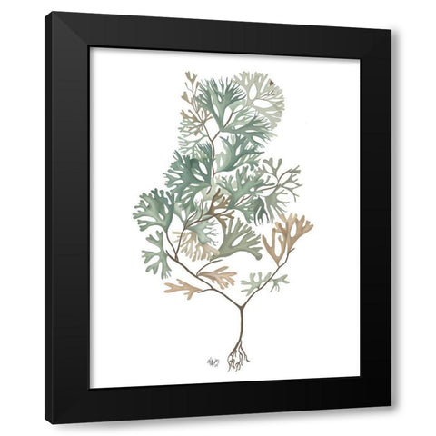 Seaweed 4 Blue Large Black Modern Wood Framed Art Print with Double Matting by Fab Funky