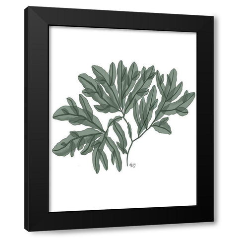 Seaweed 4 Green Black Modern Wood Framed Art Print by Fab Funky