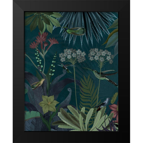 Hummingbird Garden 2 Black Modern Wood Framed Art Print by Fab Funky