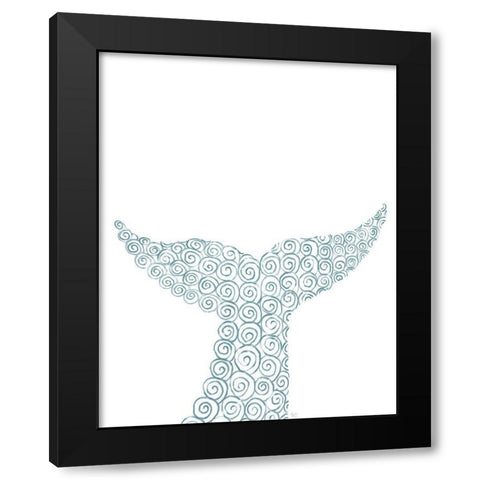 Swirly Whale Tail Black Modern Wood Framed Art Print by Fab Funky